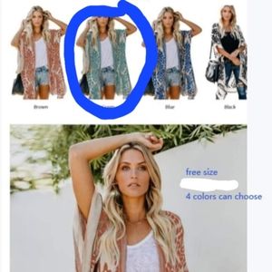 NWOT Terquoise & cream kimono